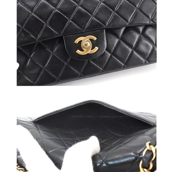 CHANEL Matelasse 25 Chain Shoulder Bag Leather Black Blue Bicolor A01112 Gold... - Picture 8 of 9